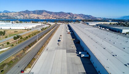 Aerial View of Vast Dock Facility Under Harsh Midday Sun