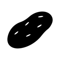 Monochrome Illustration of a Simple Potato Silhouette on White Background Graphic