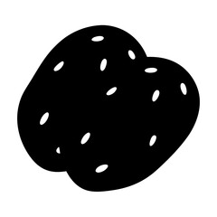 Pair of black potatoes with eyes displayed in silhouette style graphic