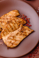 Chicken breast, grilled fillet, meat meal on a plate