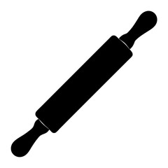 A Classic Black Silhouette of a Wooden Rolling Pin for Baking Dough