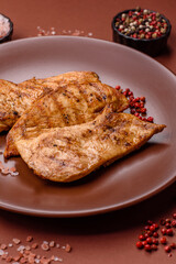 Chicken breast, grilled fillet, meat meal on a plate