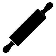 A simple black silhouette of a rolling pin for culinary use