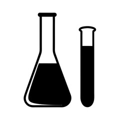 Black and white illustration of Erlenmeyer flask and test tube