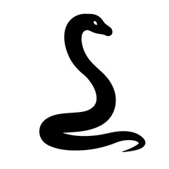 Stylized black silhouette of a snake poised to strike in minimalism