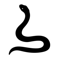 Stylized black silhouette of a snake poised to strike in minimalism
