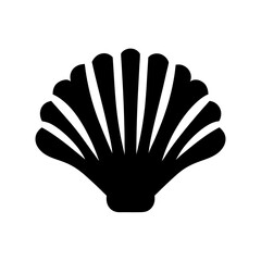 Silhouette of a Seashell with Scalloped Edges Emanating from a Rounded Base