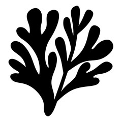 Monochrome silhouette of sea algae, simple yet elegant botanical illustration design