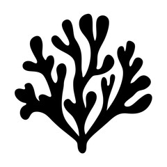 Stylized black silhouette of seaweed against a white background in vector format