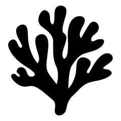 Stylized Black Seaweed Silhouette on White Background, Minimalist Aquatic Design Element