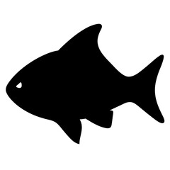 Black silhouette of a fish swimming with dorsal and pectoral fins