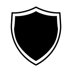 Simple Shield Icon with Black Fill and White Outline, Isolated Symbol