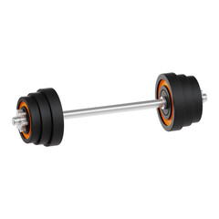 3D illustration of a barbell for weightlifting or gym training.