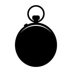 Silhouette of a classic pocket watch with ring, perfect for backgrounds