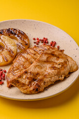 Chicken breast, grilled fillet, meat meal on a plate