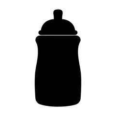 Monochromatic baby bottle illustration with classic teat and curvy bottle shape