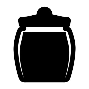 recommend clip art: Stylized Solid Black Honey Pot or Jar with Lid Illustration