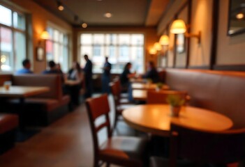 Generative AI creating blurred atmosphere of a cozy cafe interior scene