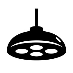 Black and white surgical light shines for medical procedures and operations