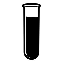 Black and White Image of a Test Tube Partially Filled with Liquid