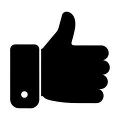 Black thumbs up symbol icon for good feedback and approval gesture