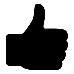 A bold thumbs up silhouette conveying positivity, agreement, and social media approval