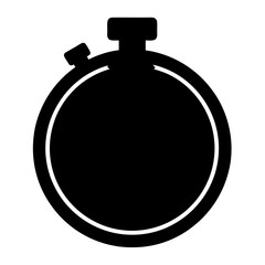 Obraz premium Simple black stopwatch icon against a white background for timekeeping concept
