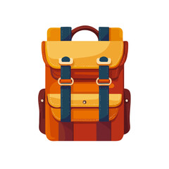 2D flat Backpack vector illustration, isolated on a white background.