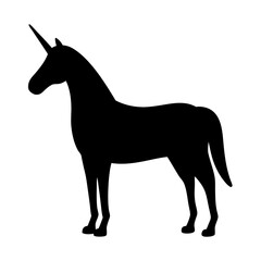 Majestic Unicorn Silhouette with a Mystical Presence on a White Background