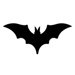 Black bat silhouette against a white background perfect for Halloween decorations