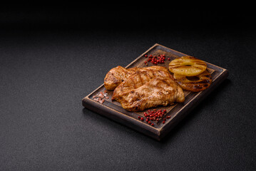 Chicken breast, grilled fillet, meat meal on a plate