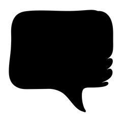 Black Speech Bubble Icon with Rounded Corners, Solid black speech bubble icon with smooth rounded corners and a pointed tail, symbolizing communication or messaging.
