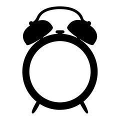 Simple Black and White Illustration of a Vintage Alarm Clock Silhouette