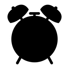 Black silhouette of an alarm clock with bells for waking up