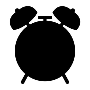 recommend clip art: Black silhouette of an alarm clock with bells for waking up