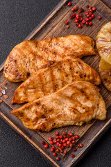 Chicken breast, grilled fillet, meat meal on a plate