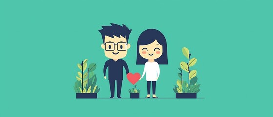 Couple Planting a Heart