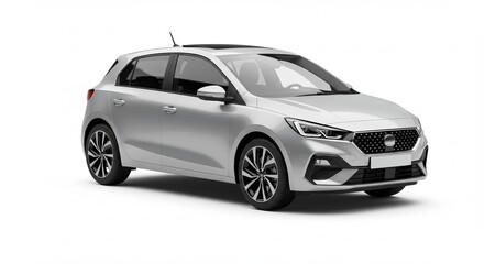 Obraz premium Sleek Silver Hatchback Modern Design, City-Ready Performance