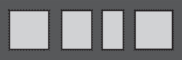 Postage stamp template collection. Letter stamps with perforated edges.