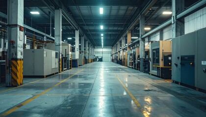 Weathered Machines in a Distribution Center with Cool Ambient Lighting