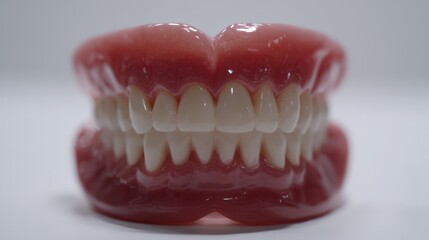 Obraz premium Full set of artificial teeth on display.