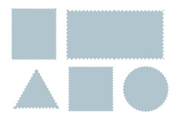 Postage stamp template collection. Letter stamps with perforated edges.