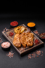 Chicken breast, grilled fillet, meat meal on a plate