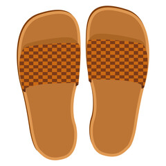 Checkered Brown Slide Sandals Illustration