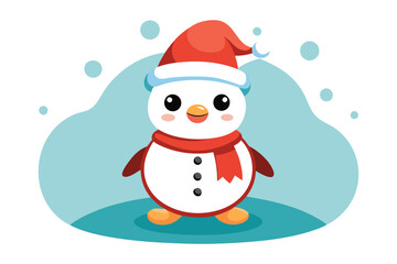 Snowman cartoon in Santa hat for Christmas