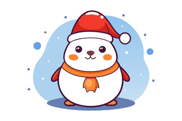 Cute Christmas snowman character vector