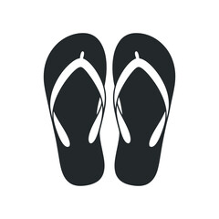 Simple Black and White Flip Flop Icon Pair for Summer Vacation Designs