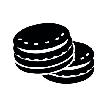Tasty Chocolate Sandwich Cookies Black Vector Clipart