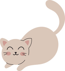 Crawling Smiling Cat – Flat Vector Cute Animal Illustration

