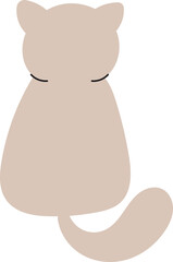 Back View Beige Cat – Flat Vector Minimalist Animal Illustration

